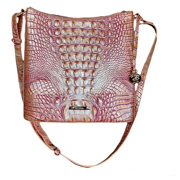 SOLD!! Brahmin Katie Melbourne Leather Crossbody Bag In Apricot Rose w/COA - Picture 8 of 11